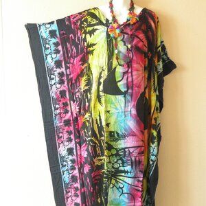 KD480 Tie Dye Women Batwing VNeck Kaftan Dolman Women Abaya Dress Up to 5X